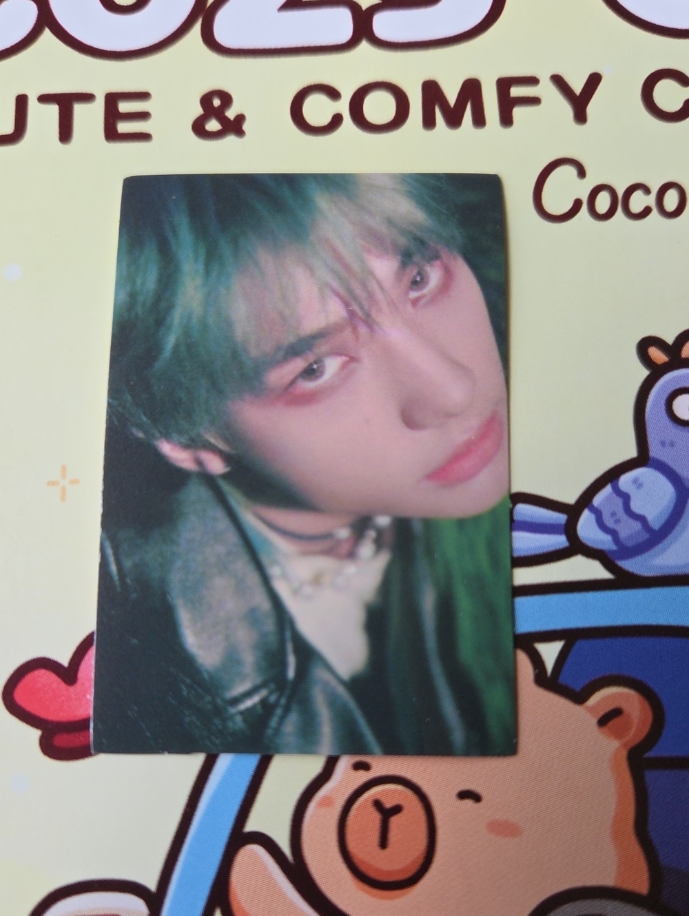 K-Pop Photocard Straykids Sticker with Green-Toned Portrait